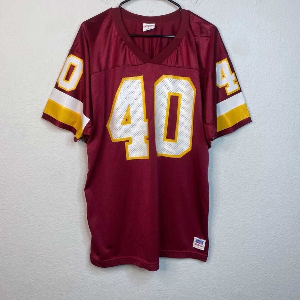 Vintage Wilson Brooks #40 Football Jersey Mens L Burgundy NFL Mesh Made in USA